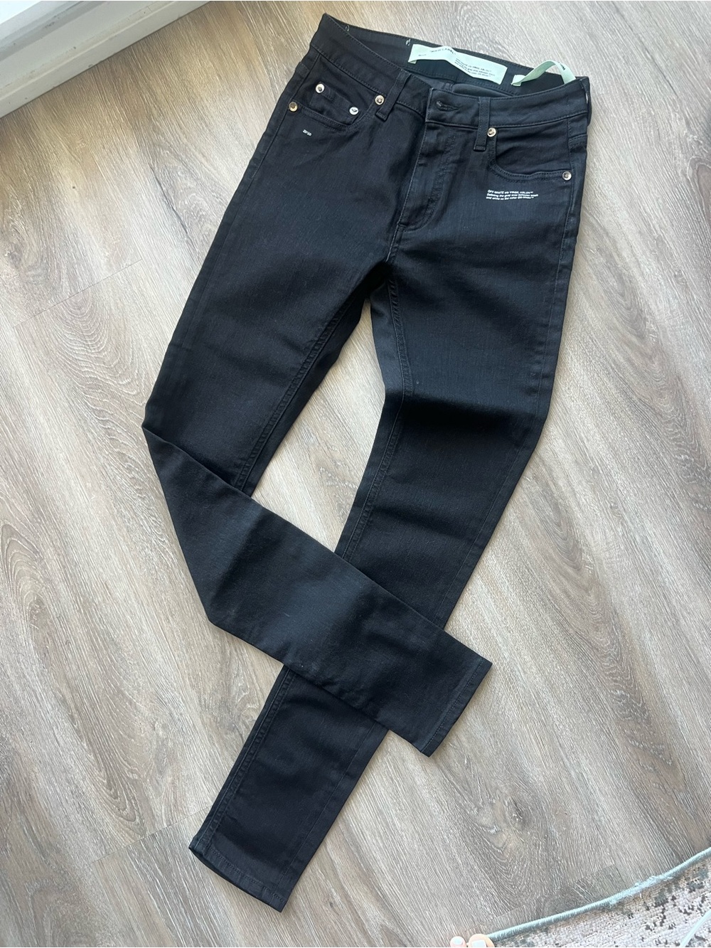Brand new Off-White Black Slim Women’s Jeans with White Logo Print
